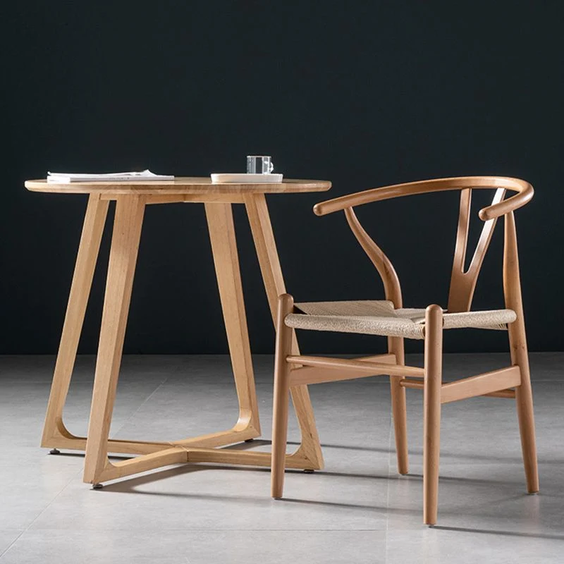 Sedia da pranzo legno stile scandinavo Sedia da sala da pranzo Wishbone con bracciolo Clearhalo