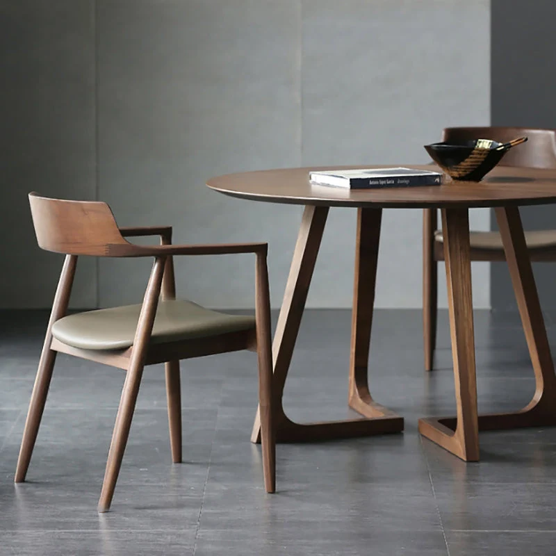 Sedia da pranzo legno stile tradizionale, con bracciolo da cucina, sedia laterale da pranzo Clearhalo