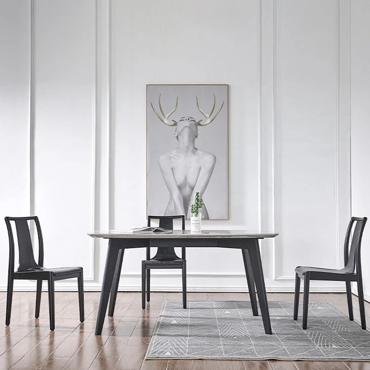Sedia da pranzo legno stile tradizionale, sedie senza braccioli con schienale doghe per cucina (set di 2) Clearhalo