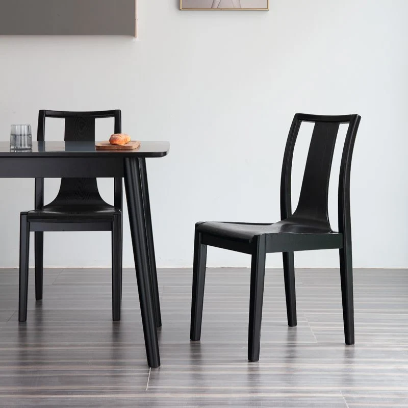 Sedia da pranzo legno stile tradizionale, sedie senza braccioli con schienale doghe per cucina (set di 2) Clearhalo