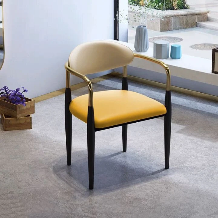 Sedia da pranzo metallo per sala da pranzo, sedia da pranzo con schienale aperto e gambe nere Clearhalo