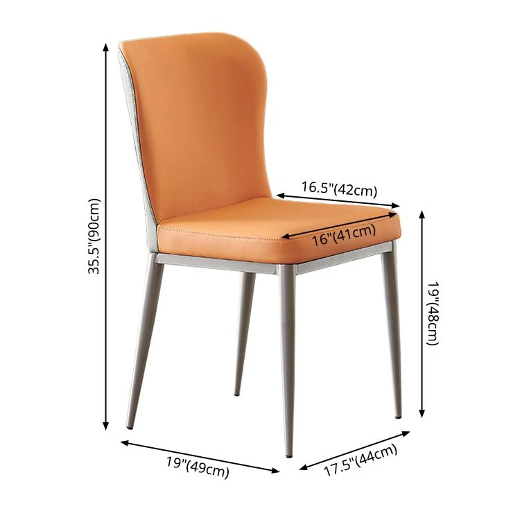 Sedia da pranzo metallo stile moderno con schienale laterale senza braccioli (set di 2) Clearhalo