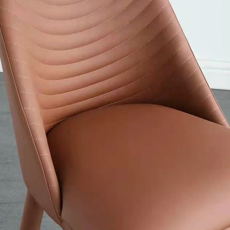 Sedia da pranzo metallo stile moderno Sedia da sala da pranzo senza braccioli ecopelle per uso domestico Clearhalo