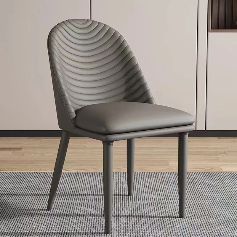 Sedia da pranzo metallo stile moderno Sedia da sala da pranzo senza braccioli ecopelle per uso domestico Clearhalo