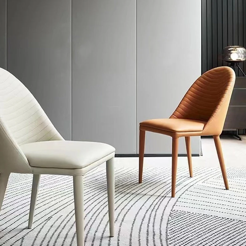 Sedia da pranzo metallo stile moderno Sedia da sala da pranzo senza braccioli ecopelle per uso domestico Clearhalo