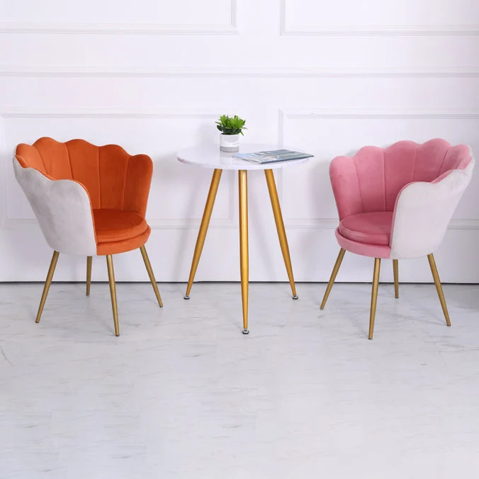 Sedia da pranzo metallo stile scandinavo per la casa, cuscino senza braccioli, sedia singola con schienale superiore e cor...