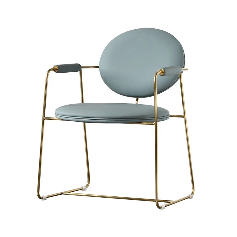Sedia da pranzo metallo stile scandinavo Sedia da pranzo singola con bracciolo con schienale aperto Clearhalo