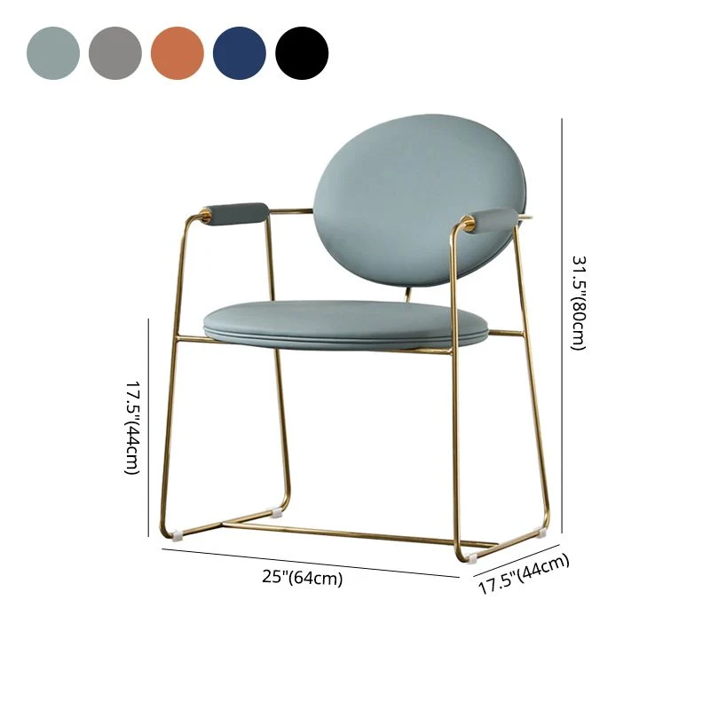 Sedia da pranzo metallo stile scandinavo Sedia da pranzo singola con bracciolo con schienale aperto Clearhalo