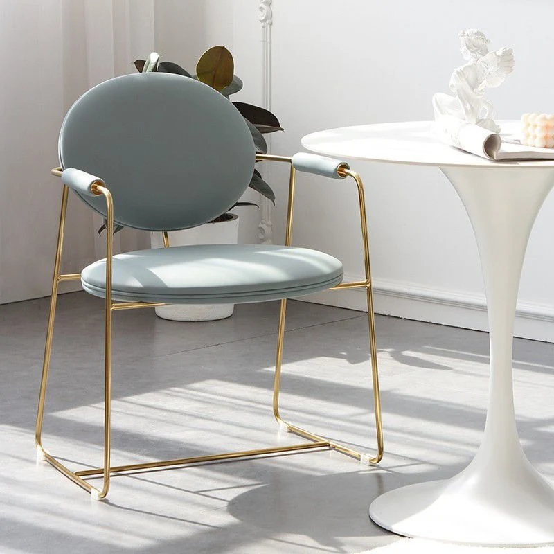 Sedia da pranzo metallo stile scandinavo Sedia da pranzo singola con bracciolo con schienale aperto Clearhalo