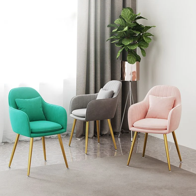 Sedia da pranzo metallo stile scandinavo sedia imbottita per camera da letto con braccioli Clearhalo