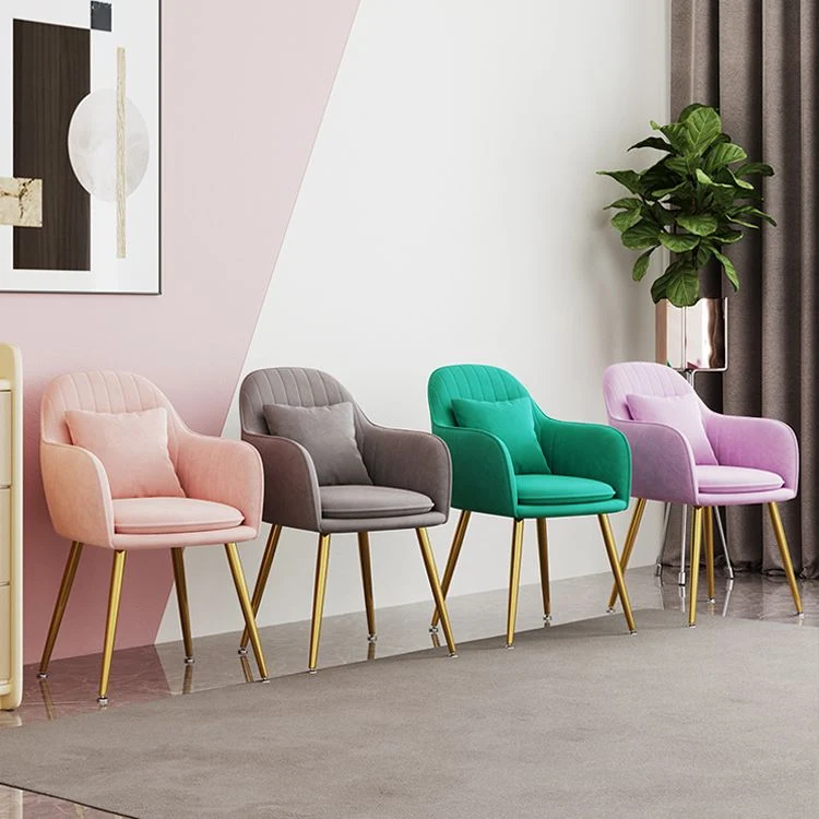 Sedia da pranzo metallo stile scandinavo sedia imbottita per camera da letto con braccioli Clearhalo