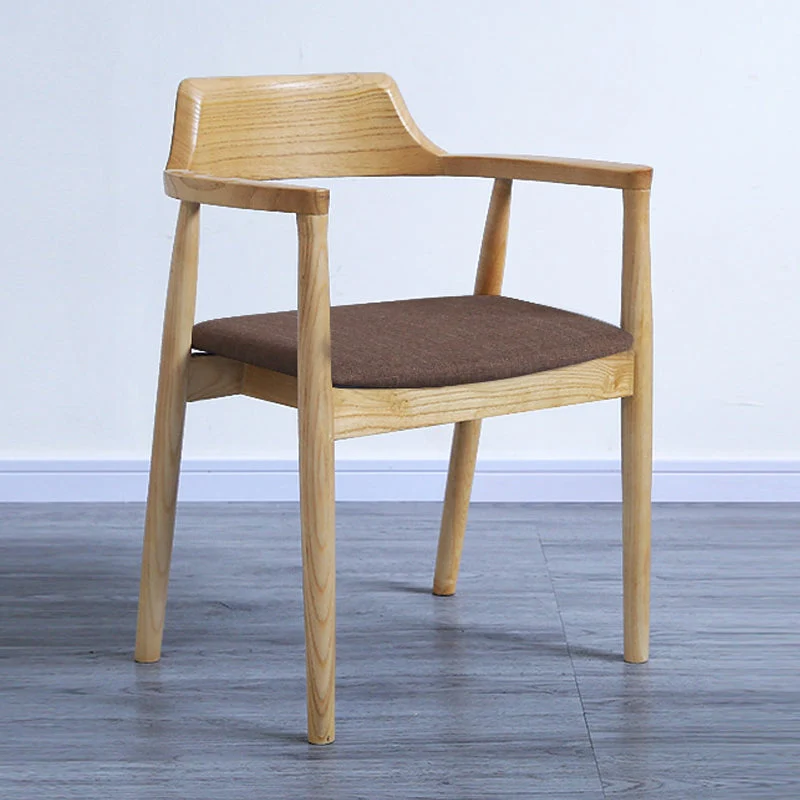 Sedia da pranzo moderna con braccioli aperti da 20'' e 4 gambe legno per la casa Clearhalo