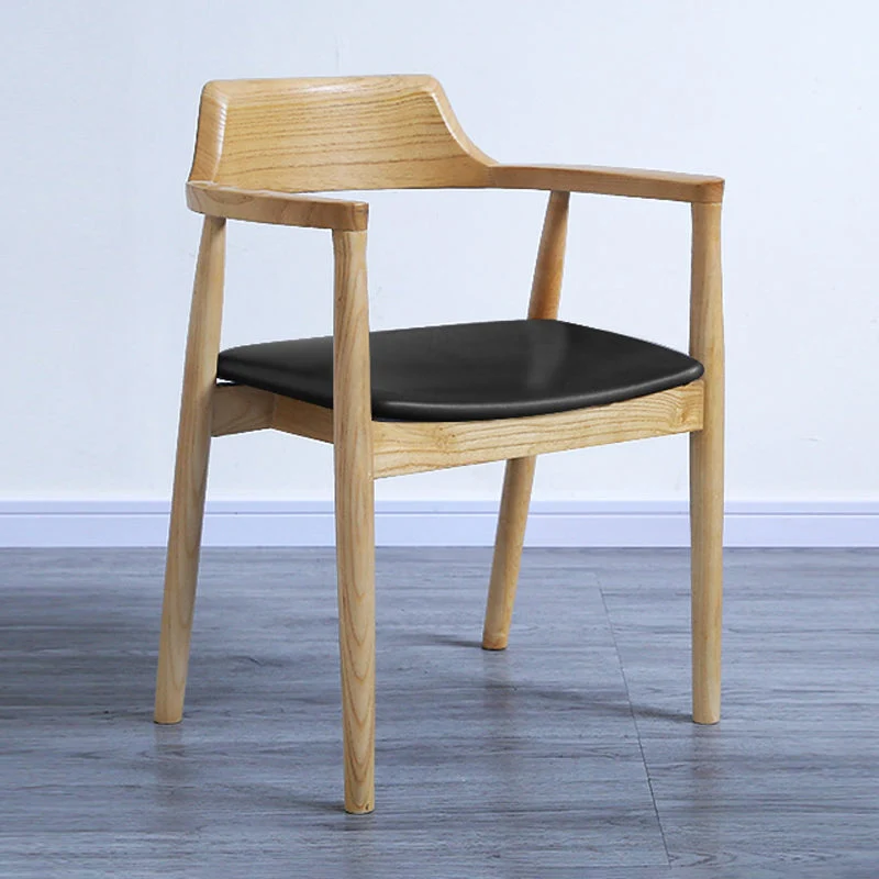 Sedia da pranzo moderna con braccioli aperti da 20'' e 4 gambe legno per la casa Clearhalo