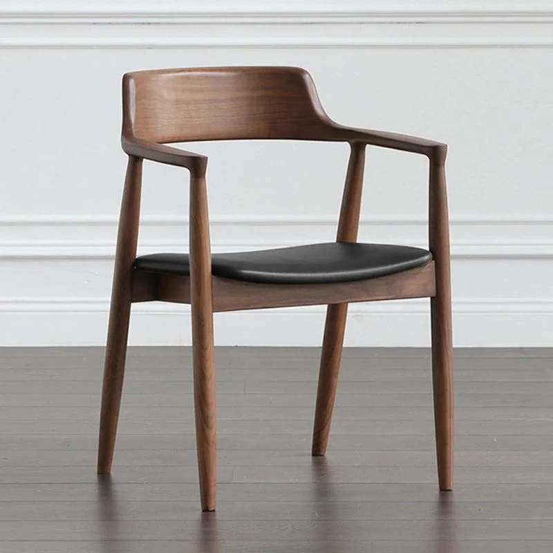 Sedia da pranzo moderna con braccioli aperti da 20'' e 4 gambe legno per la casa Clearhalo