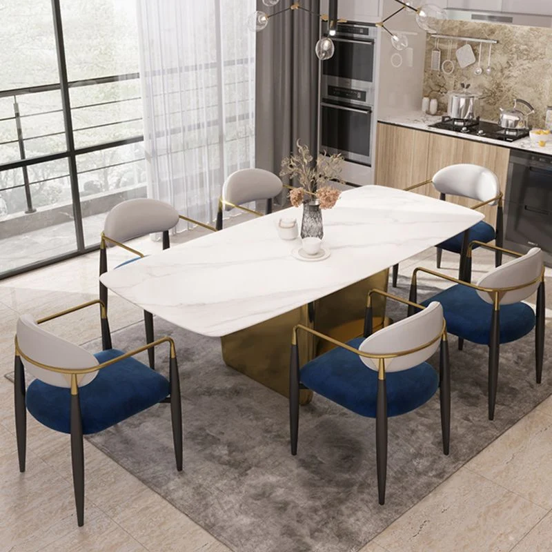 Sedia da pranzo moderna con braccioli imbottiti da ristorante, finitura opaca, con schienale aperto Clearhalo