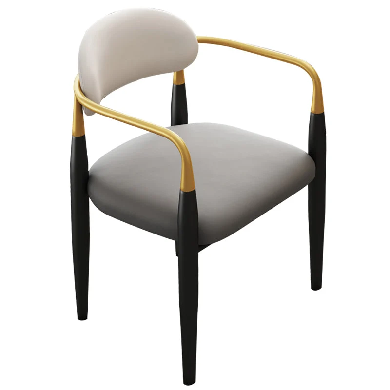Sedia da pranzo moderna con braccioli imbottiti per la casa con gambe metallo Clearhalo