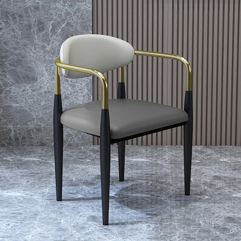 Sedia da pranzo moderna con braccioli imbottiti per la casa con gambe metallo Clearhalo