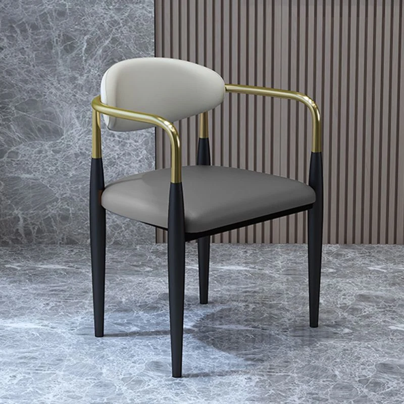 Sedia da pranzo moderna con braccioli imbottiti per la casa con gambe metallo Clearhalo