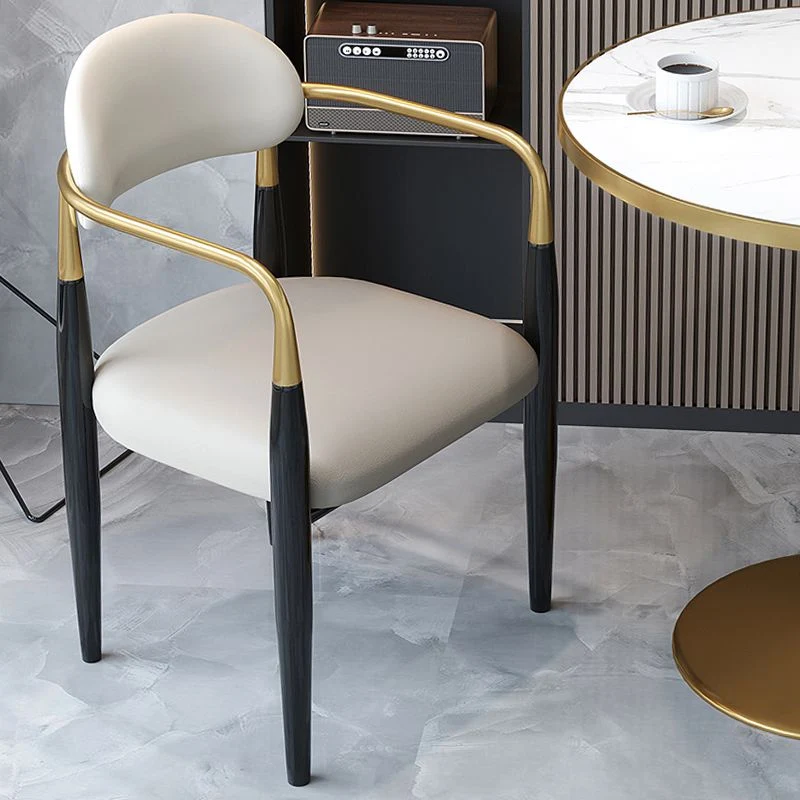 Sedia da pranzo moderna con braccioli imbottiti per la casa con gambe metallo Clearhalo