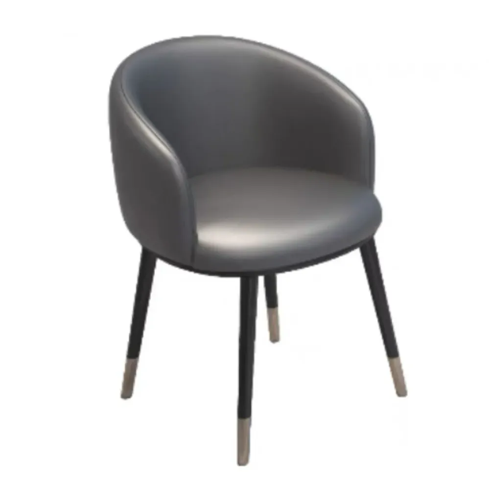 Sedia da pranzo moderna con braccioli pelle per camera da letto, finitura opaca, schienale massiccio Clearhalo