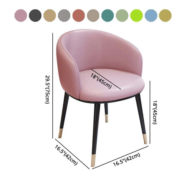 Sedia da pranzo moderna con braccioli pelle per camera da letto, finitura opaca, schienale massiccio Clearhalo