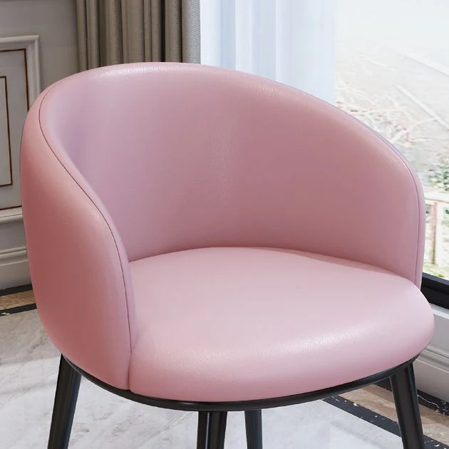 Sedia da pranzo moderna con braccioli pelle per camera da letto, finitura opaca, schienale massiccio Clearhalo