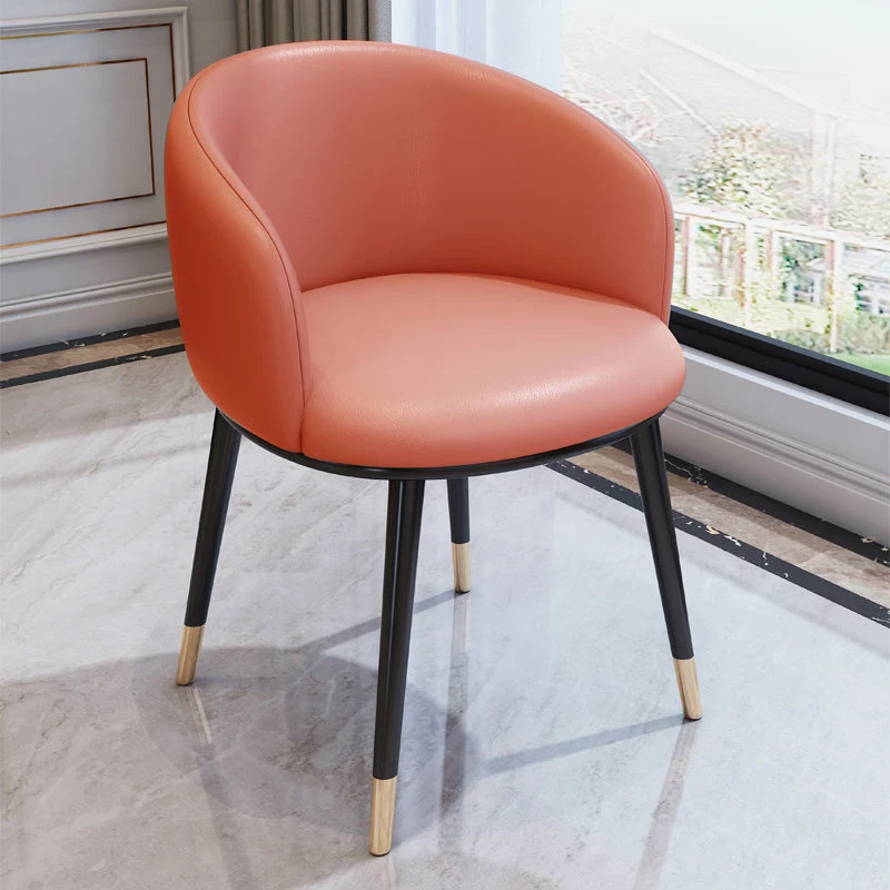 Sedia da pranzo moderna con braccioli pelle per camera da letto, finitura opaca, schienale massiccio Clearhalo