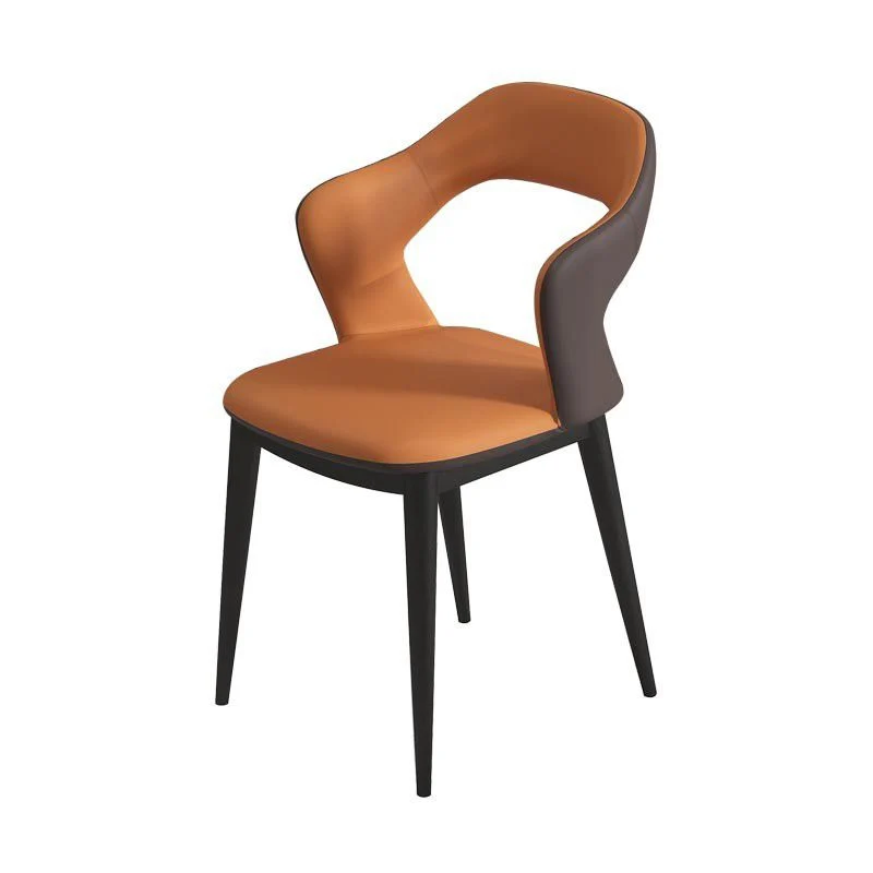Sedia da pranzo moderna con braccioli pelle con schienale aperto per soggiorno Clearhalo
