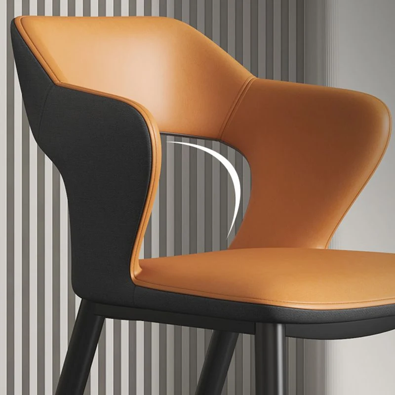Sedia da pranzo moderna con braccioli pelle con schienale aperto per soggiorno Clearhalo