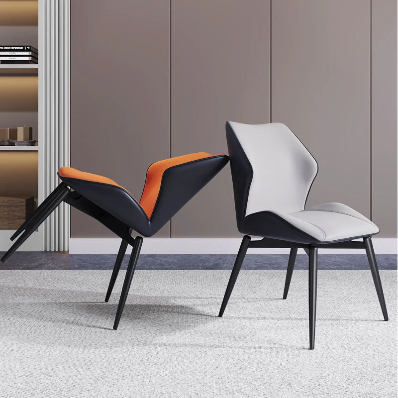 Sedia da pranzo moderna con schienale alto pelle e finitura opaca per caffetteria Clearhalo