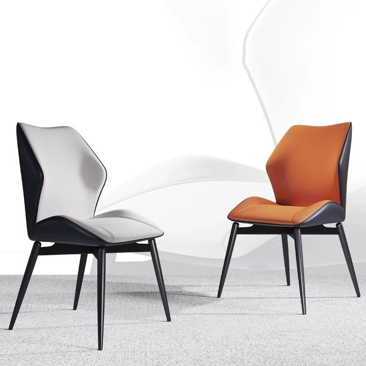 Sedia da pranzo moderna con schienale alto pelle e finitura opaca per caffetteria Clearhalo