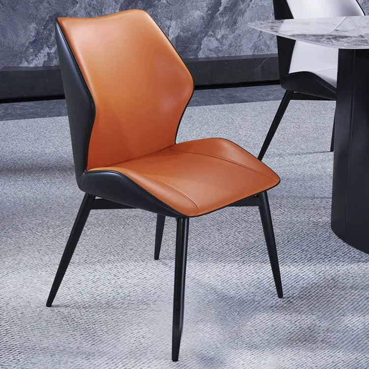 Sedia da pranzo moderna con schienale alto pelle e finitura opaca per caffetteria Clearhalo