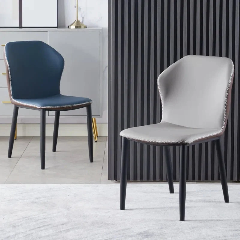 Sedia da pranzo moderna con schienale alto, pelle, per la casa, con finitura opaca (set di 2) Clearhalo
