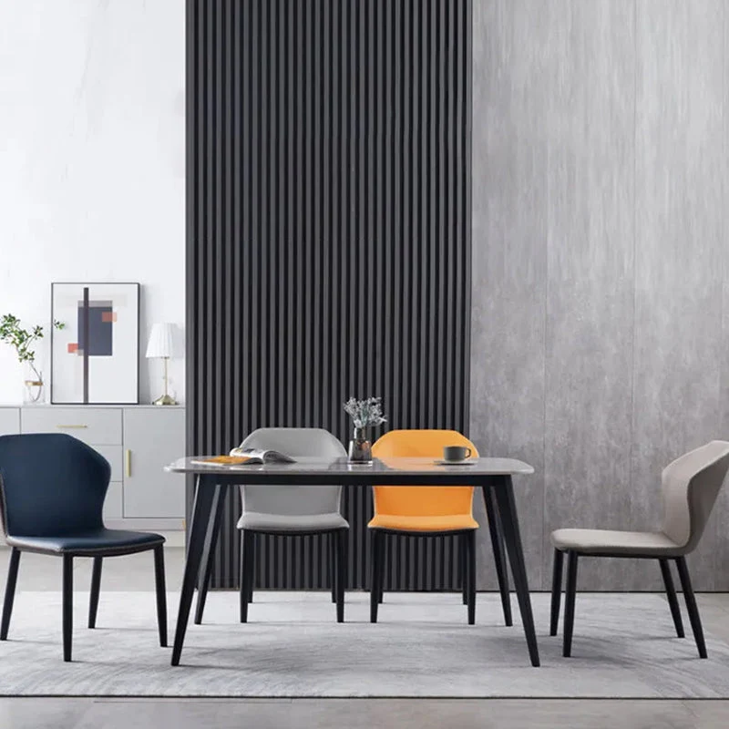 Sedia da pranzo moderna con schienale alto, pelle, per la casa, con finitura opaca (set di 2) Clearhalo
