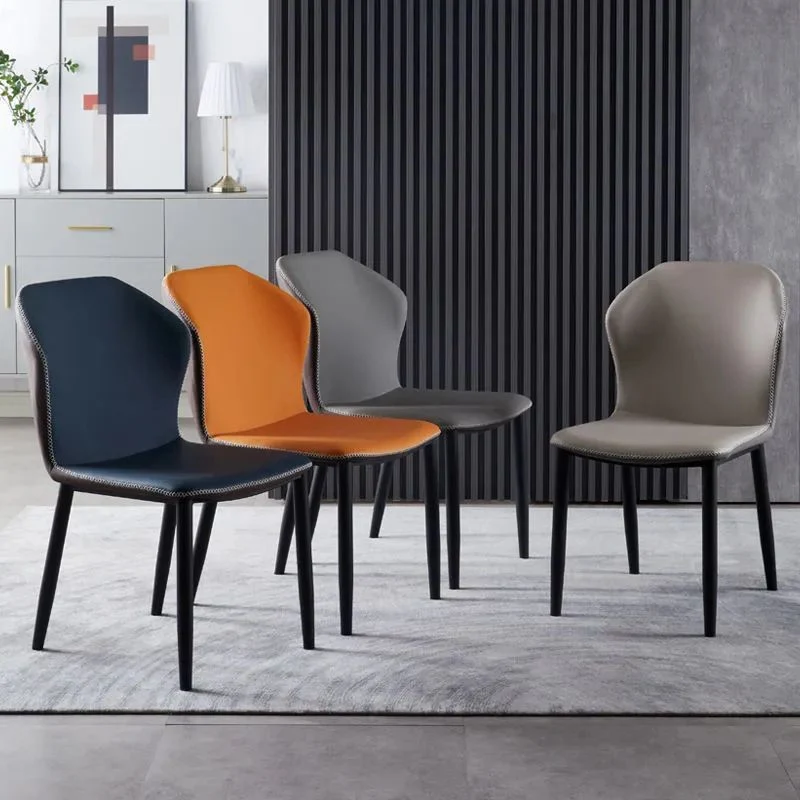 Sedia da pranzo moderna con schienale alto, pelle, per la casa, con finitura opaca (set di 2) Clearhalo