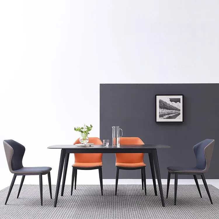 Sedia da pranzo moderna con schienale ecopelle per ristorante, finitura opaca Clearhalo