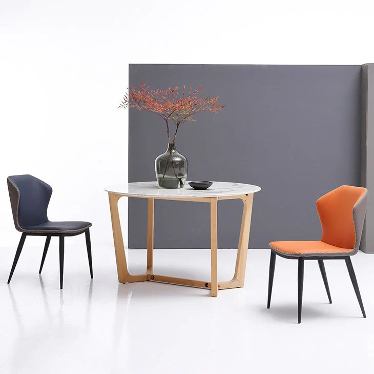 Sedia da pranzo moderna con schienale ecopelle per ristorante, finitura opaca Clearhalo