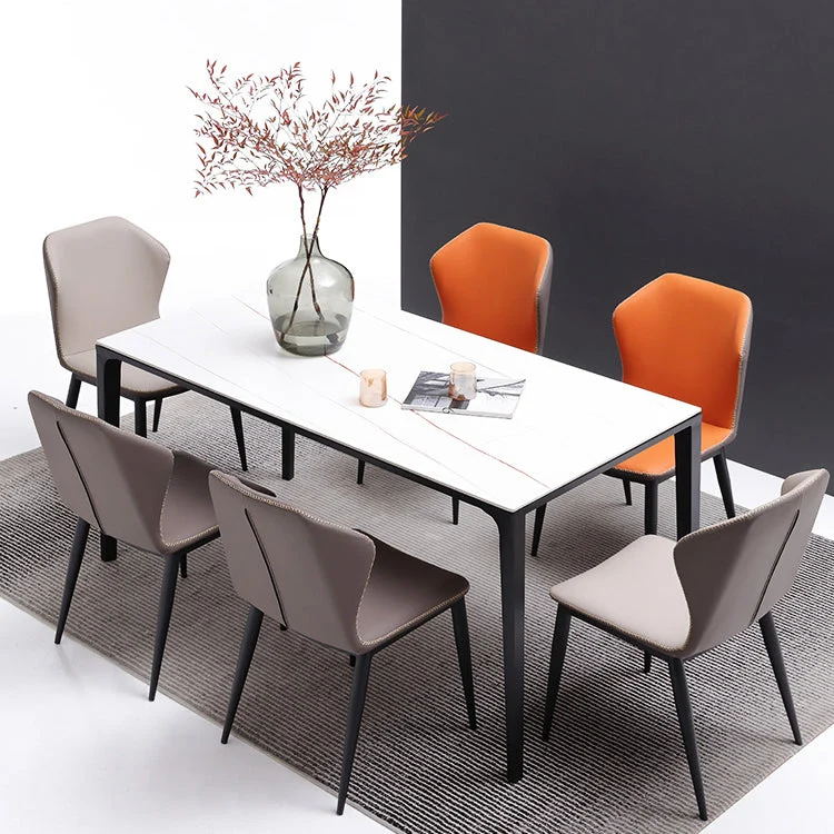 Sedia da pranzo moderna con schienale ecopelle per ristorante, finitura opaca Clearhalo