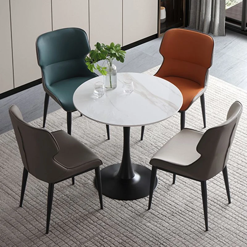 Sedia da pranzo moderna con schienale laterale pelle e finitura opaca (set di 2) Clearhalo