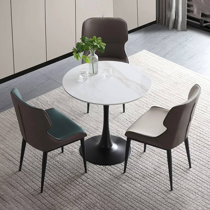 Sedia da pranzo moderna con schienale laterale pelle e finitura opaca (set di 2) Clearhalo