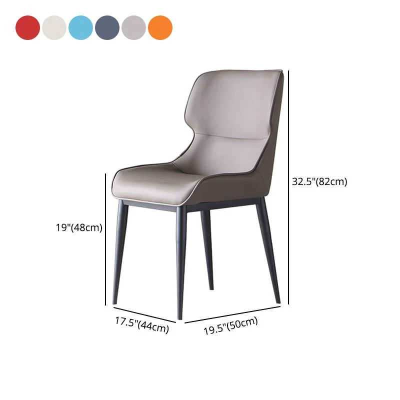 Sedia da pranzo moderna con schienale laterale pelle e finitura opaca (set di 2) Clearhalo