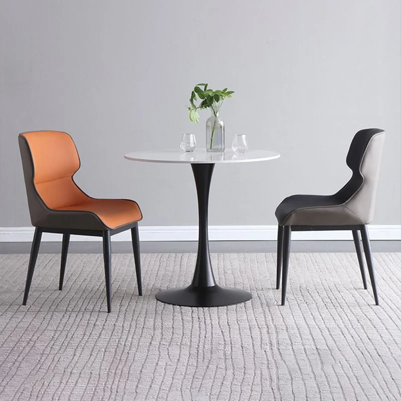 Sedia da pranzo moderna con schienale laterale pelle e finitura opaca (set di 2) Clearhalo