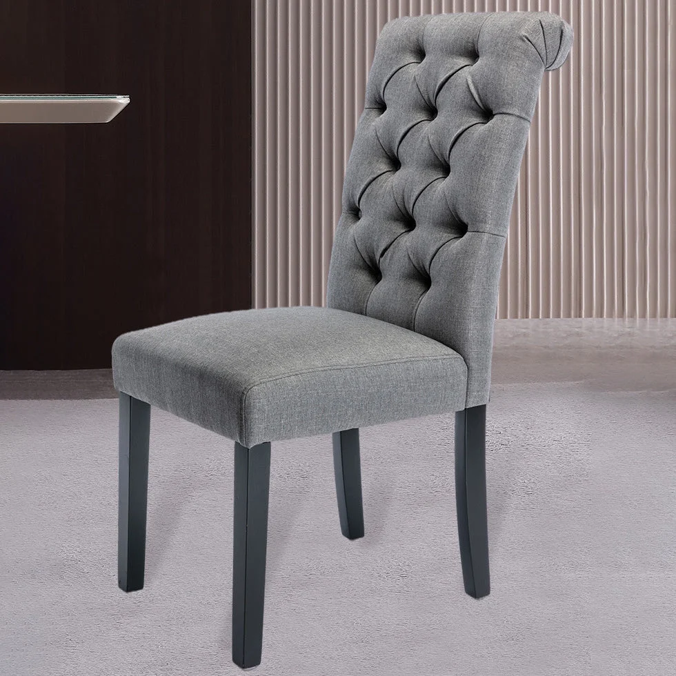 Sedia da pranzo moderna da cucina con schienale solido e gambe legno nero Clearhalo