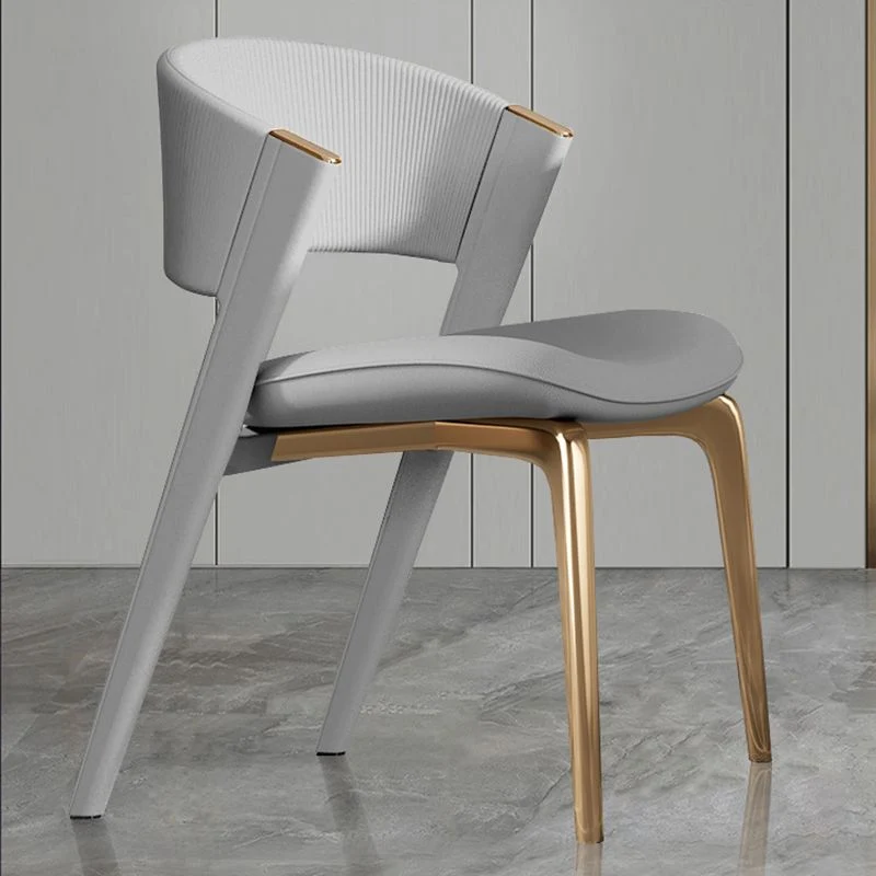 Sedia da pranzo moderna ecopelle, mobili laterali da pranzo con schienale aperto e finitura opaca Clearhalo