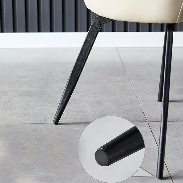 Sedia da pranzo moderna ecopelle Parsons con braccioli e gambe nere Clearhalo
