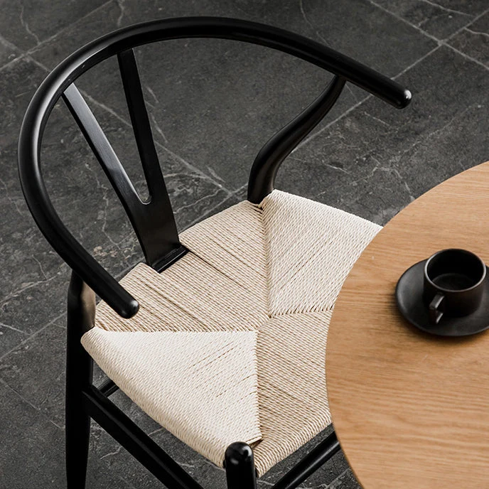 Sedia da pranzo moderna faggio Wishbone con finitura opaca legno Clearhalo