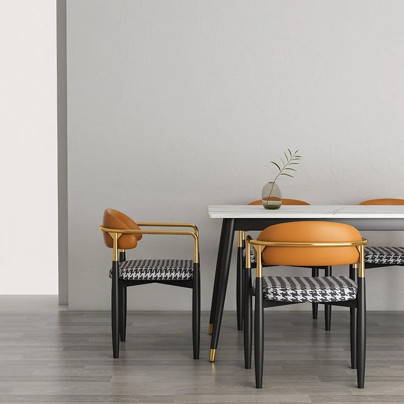 Sedia da pranzo moderna imbottita per la casa con finitura opaca e schienale aperto Clearhalo