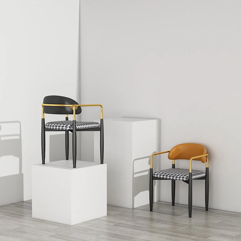 Sedia da pranzo moderna imbottita per la casa con finitura opaca e schienale aperto Clearhalo