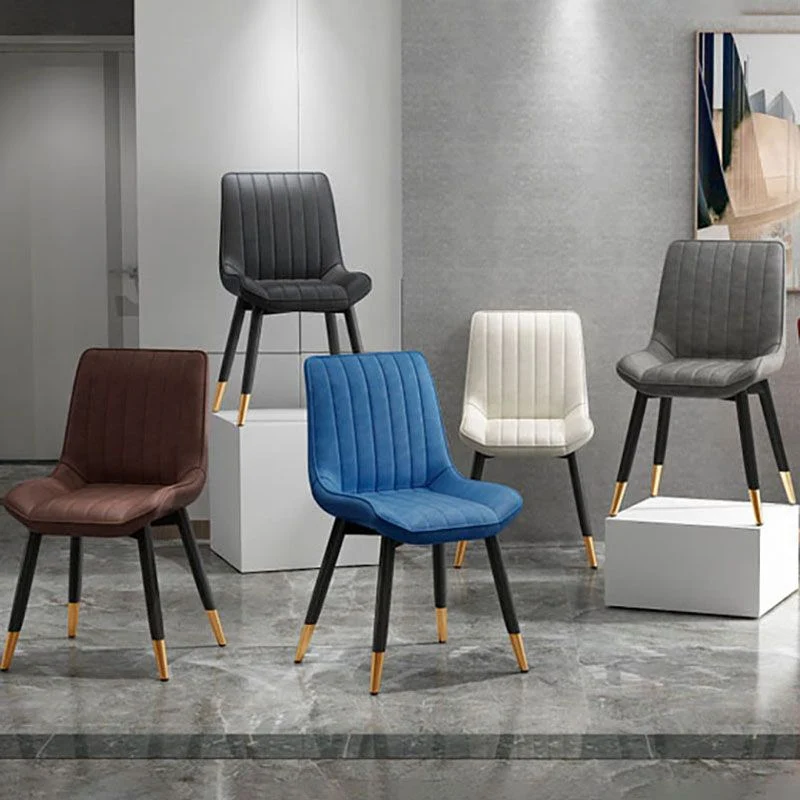 Sedia da pranzo moderna laterale Sedia Parsons curva pelle con finitura opaca Clearhalo