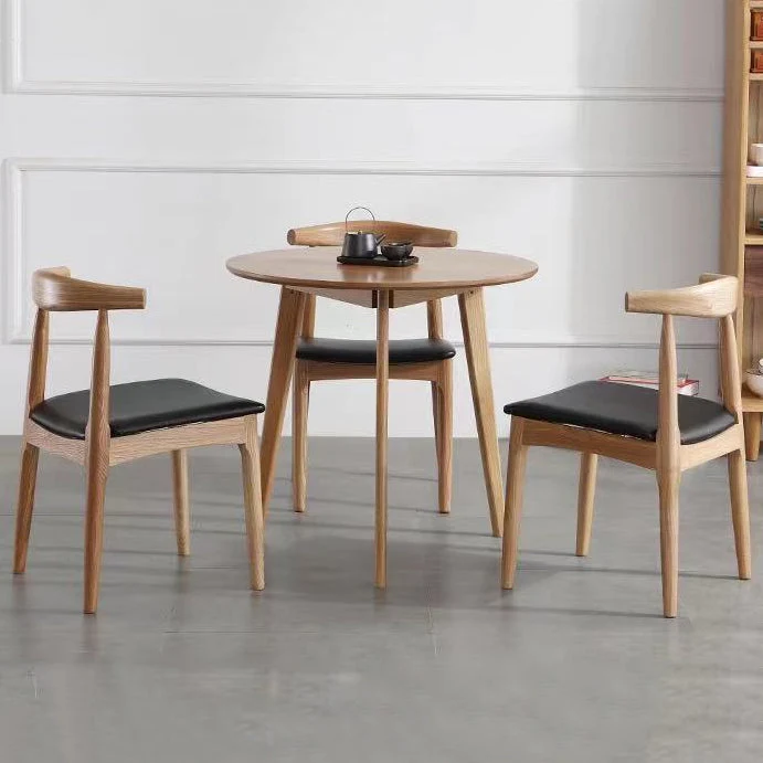Sedia da pranzo moderna legno con schienale aperto e gambe noce Clearhalo